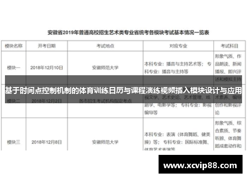 基于时间点控制机制的体育训练日历与课程演练视频插入模块设计与应用