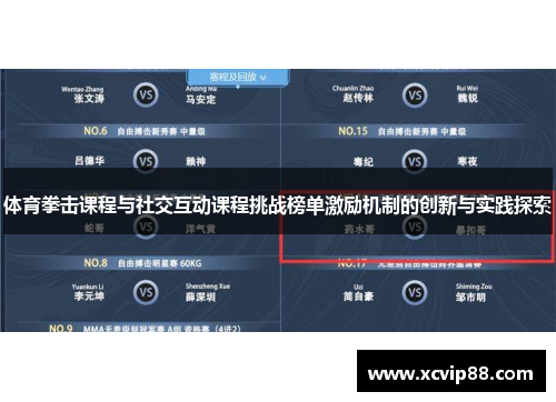 体育拳击课程与社交互动课程挑战榜单激励机制的创新与实践探索
